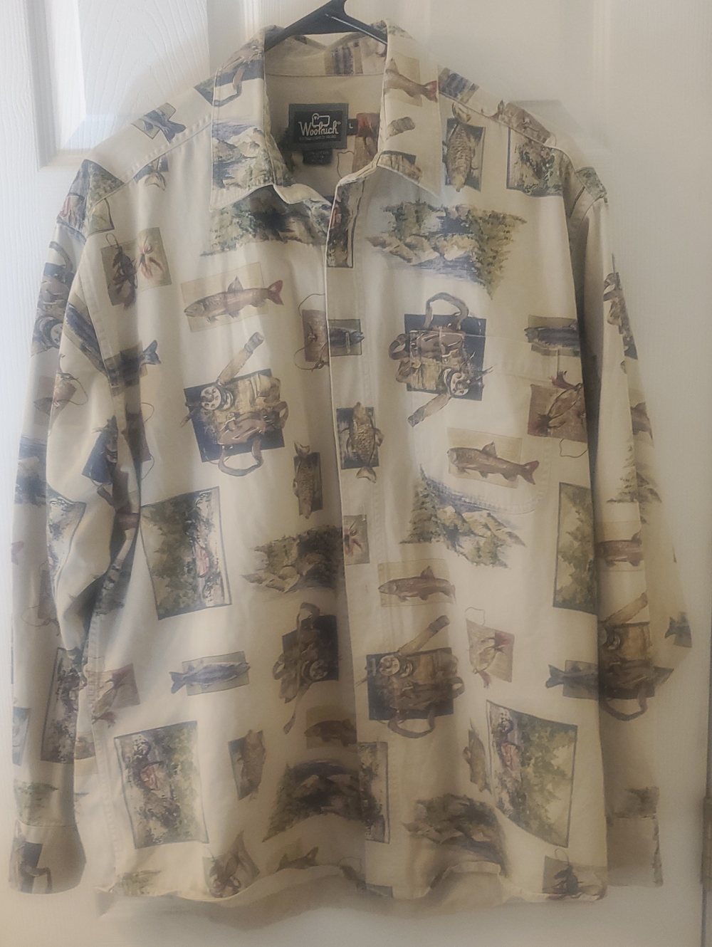 Wrangler Cream Scenic Fishing Print Shirt Jacket
